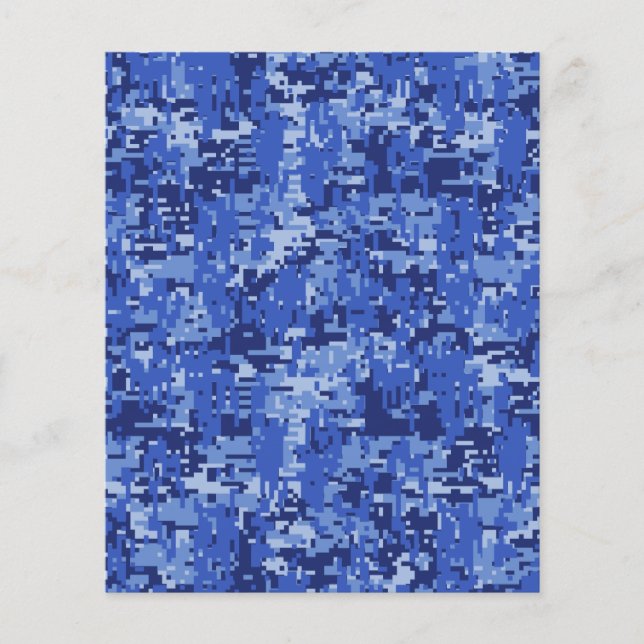 Navy Blue Digital Camo Camouflage Texture Flyer (Front)