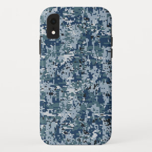 Navy Blue Digital Camouflage Design iPhone XR Case