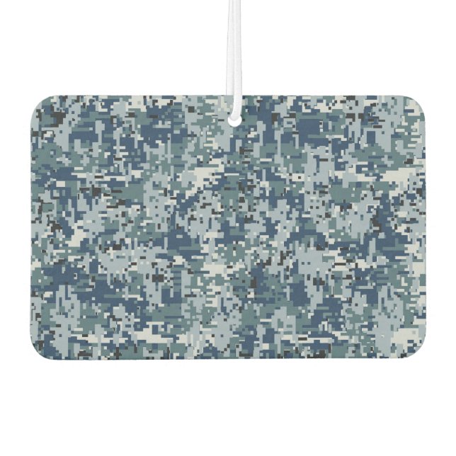 Navy Blue Digital Pixels Camouflage Decor Car Air Freshener (Front)
