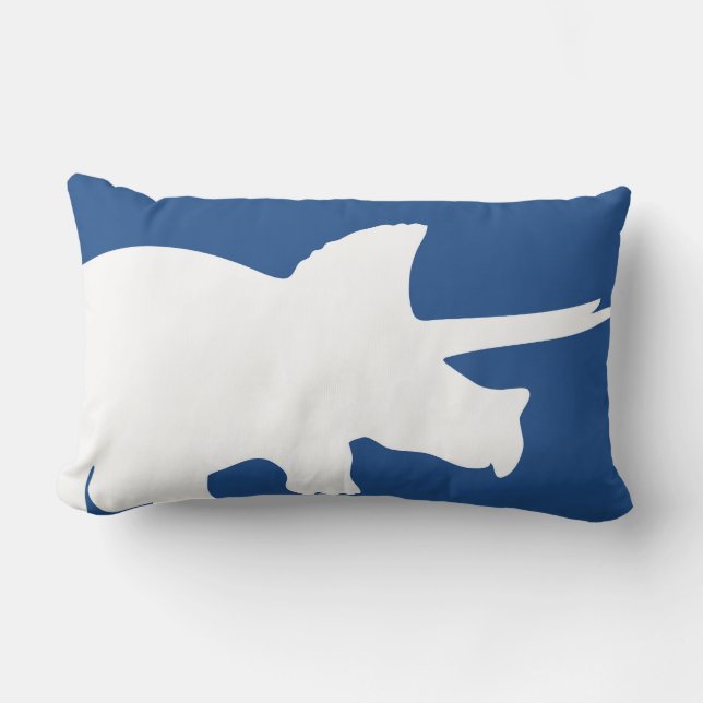Navy Blue Dinosaur Pillow Grey Chevron Stripes (Front)