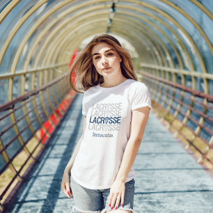 Navy Blue Distressed Lacrosse Word T-Shirt