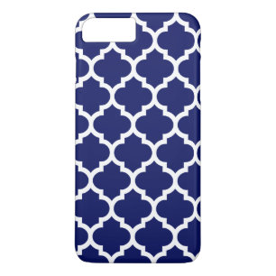 Navy Blue DIY BG White Moroccan Quatrefoil #5 iPhone 8 Plus/7 Plus Case
