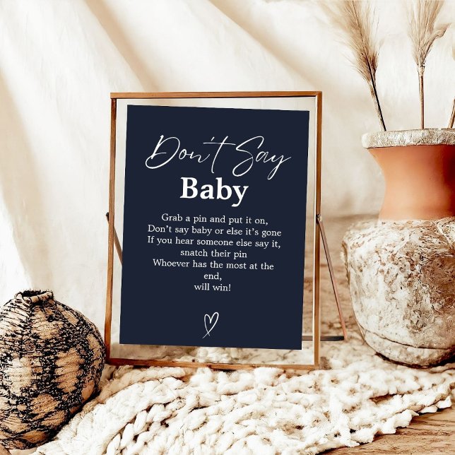 Navy Blue Don't Say Baby Baby Shower Game sign (Creator Uploaded)