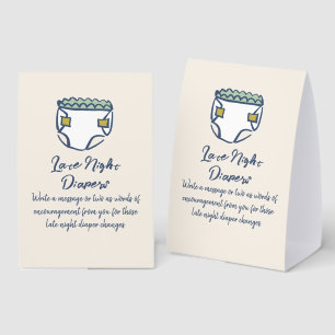 Navy Blue Doodle Baby Shower Late Night Diapers