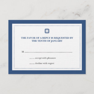 Navy blue dotted border wedding rsvp response