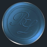 Navy Blue Double Monogram Faux Wax Seal Stickers<br><div class="desc">These elegant traditional style script 2 Letter double Monogram Faux Wax Seal Stickers in the navy Blue colorway will make the perfect finishing touch to your save the dates, wedding invitations, or other special occasion stationery. Seal your envelopes or favour bags easily and beautifully with the look of real melted...</div>