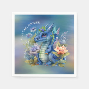 Navy Blue Dragon Boy Baby Shower Napkin