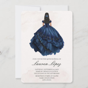 Navy Blue dress quinceañera  Invitation