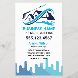 Navy Blue Drip Power Wash House Cleaning Flyer