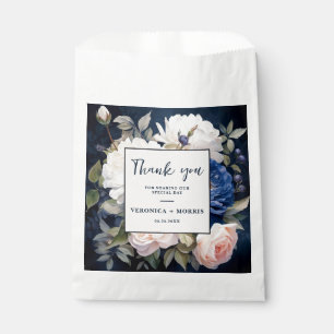 Navy Blue & Dusty Blush Pink Floral Wedding Favour Bag