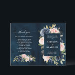 Navy Blue Dusty Blush Pink Floral Wedding Program<br><div class="desc">Dark navy blue blush pink floral wedding program featuring elegant bouquet of navy blue,  royal blue ,  white ,  blush rose and sage green eucalyptus leaves. Please contact me for any help in customisation or if you need any other product with this design.</div>