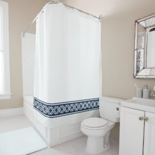 Navy Blue Eastern Border on Custom Color Shower Curtain