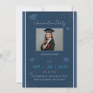 Navy Blue Editable Graduation Party Invitation