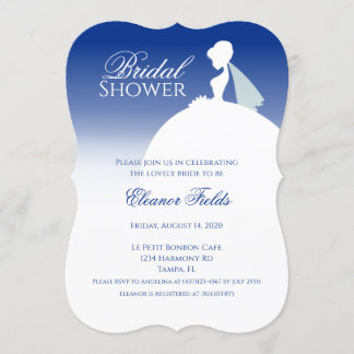 Navy Blue Elegant Bridal Shower Invitation