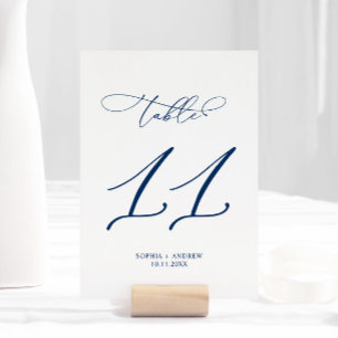 Navy Blue Elegant Calligraphy Table 11 Wedding Table Number