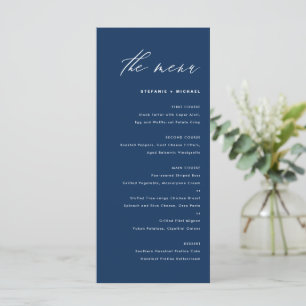 Navy Blue Elegant Calligraphy Wedding Menu