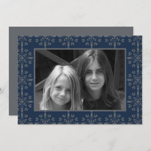 Navy Blue Elegant Christmas Photo Card 1 Photo
