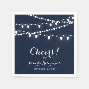 Navy Blue Elegant Classic Retirement Party Napkin