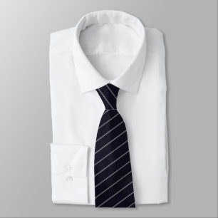 Navy Blue Elegant Classic Stripe Pattern Tie