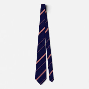 Navy Blue Elegant Diagonal Lines Striped Tie