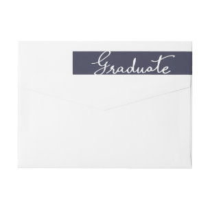 Navy Blue Elegant Graduate Typography Wrap Around Label