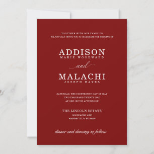 Navy Blue Elegant Minimalist Wedding Invitation