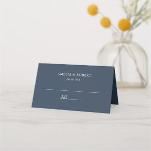 Navy Blue Elegant Modern Simple Place Card