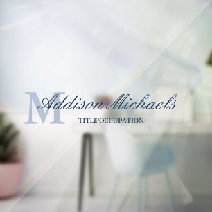 Navy Blue Elegant Monogram Name Title