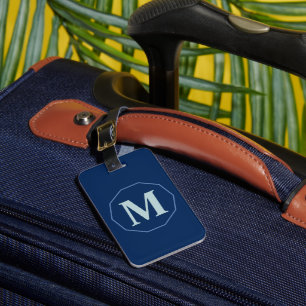 Navy Blue elegant monogram personalised Luggage Tag