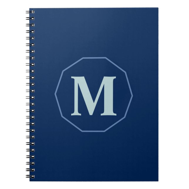 Navy Blue elegant monogram personalised Notebook (Front)