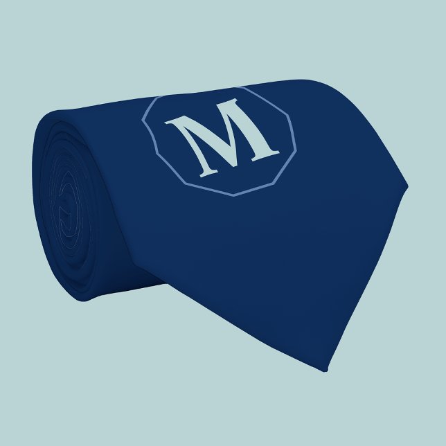 Navy Blue elegant monogram personalized Tie (Creator Uploaded)