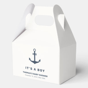 Navy Blue Elegant Nautical Anchor Baby Shower Favour Box
