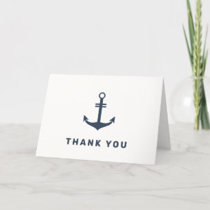 Navy Blue Elegant Nautical Anchor Baby Shower  Thank You Card