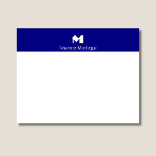 Navy Blue Elegant Personalised Name Monogram Card