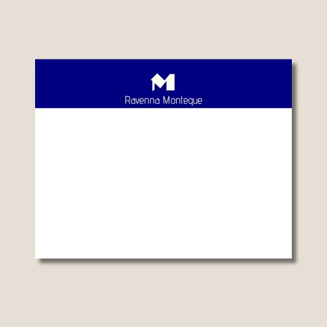 Navy Blue Elegant Personalised Name Monogram  Card (Creator Uploaded)
