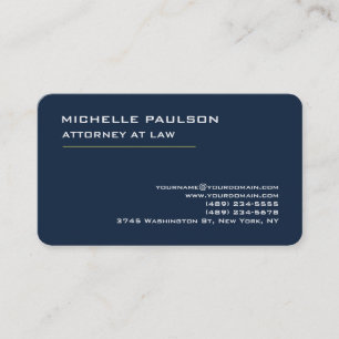 Navy Blue Elegant Plain Professional Modern Business Card
