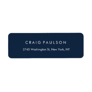 Navy Blue Elegant Plain Professional Return Address Label