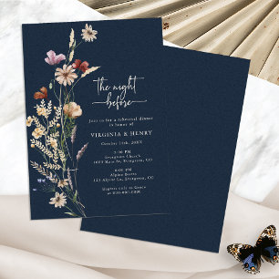 Navy Blue Elegant Rehearsal Dinner Invitation