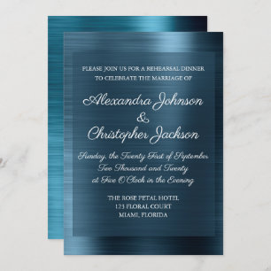 Navy Blue Elegant Rehearsal Dinner Invitation