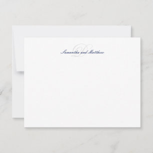 Navy Blue Elegant Script Initial Monogram Card