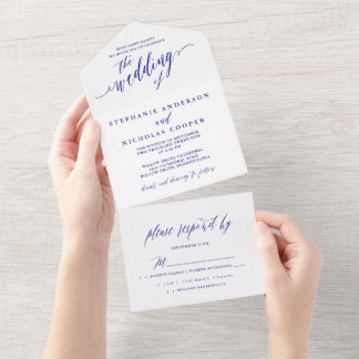 Navy Blue Elegant Script Invitation