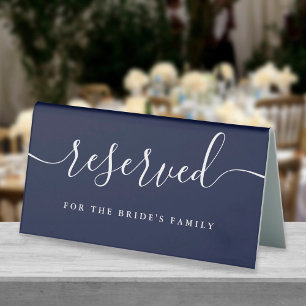 Navy Blue Elegant Script Wedding Reserved