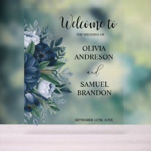 Navy blue elegant wedding acrylic welcome sign