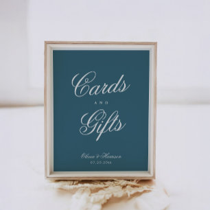 Navy Blue Elegant Wedding Cards and Gifts Sign