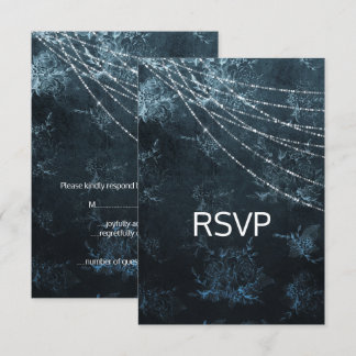 Navy Blue Elegant Wedding response rsvp Invitation