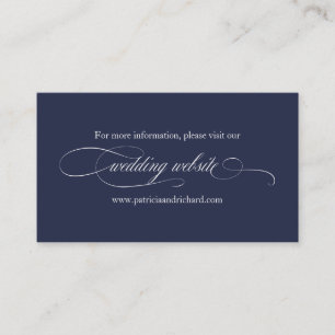 Navy Blue Elegant Wedding Wedding Website Business Card
