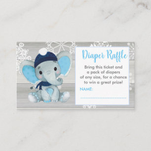 Navy Blue Elephant diaper raffle ticket rustic Enclosure Card