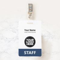 Navy Blue Employee Name Business Logo Staff Tag