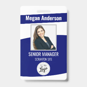 Navy Blue Employee Photo ID Badge