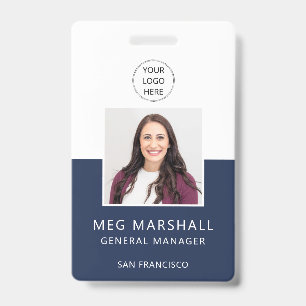 Navy Blue Employee Photo ID Logo Company Security Badge